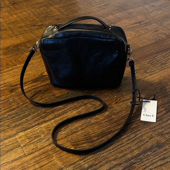 Clare V Handbags - Clare V “Mirabel” Black Rustique Italian Leather Top-Handle Crossbody, NWT